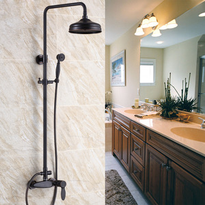 Retro Black Oil Rubbed Bronze Bathroom Exposed Shower Faucets