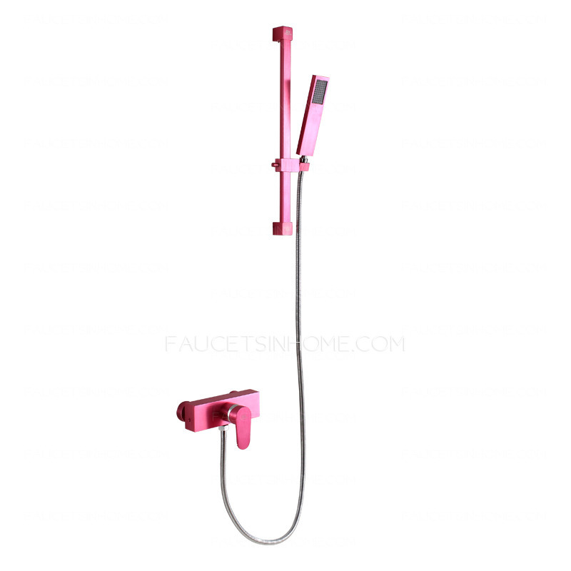Modern Pink Painting Tub Faucets With Hand Shower