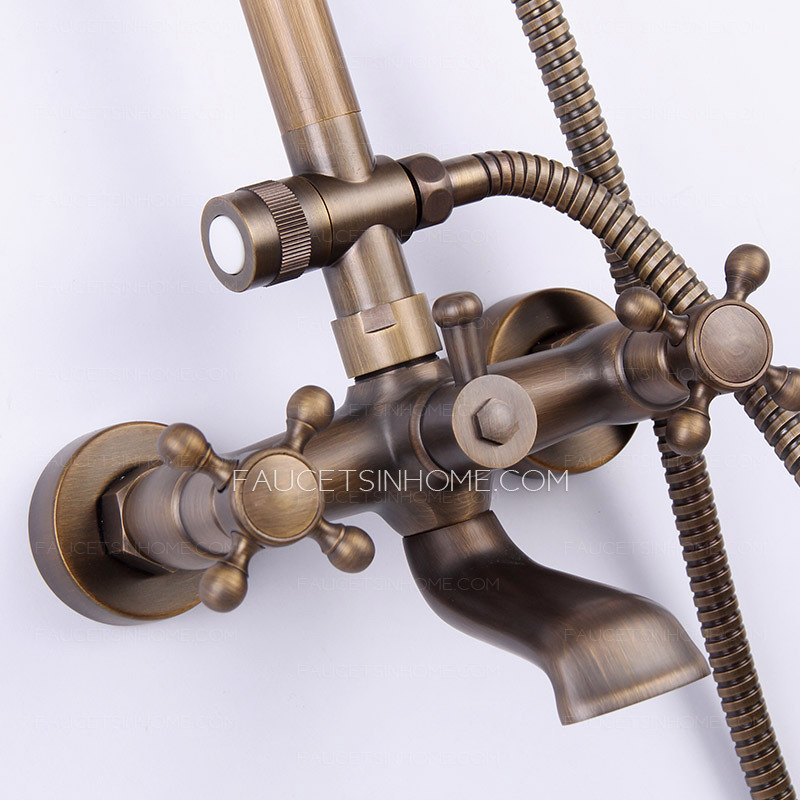 Antique Bronze 2 Handle Brass Outdoor Shower Faucets