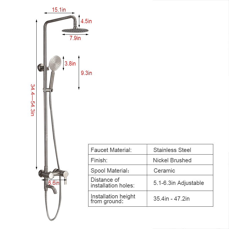 Quality Stainless Steel Brushed Nickel Outdoor Shower Faucets