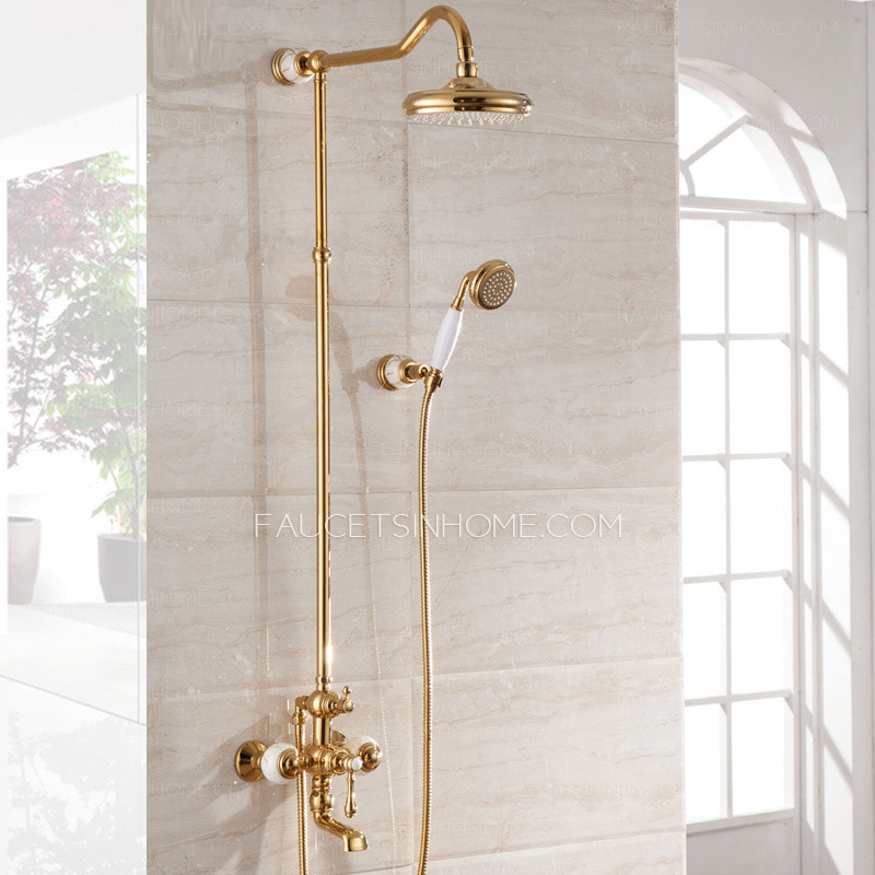 Antique Brass Rose Gold Marble Outdoor Shower Faucets