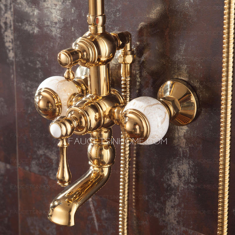 Antique Brass Rose Gold Marble Outdoor Shower Faucets