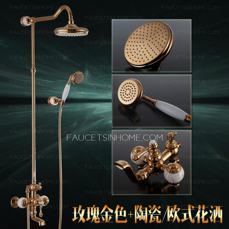 Antique Brass Rose Gold Marble Outdoor Shower Faucets