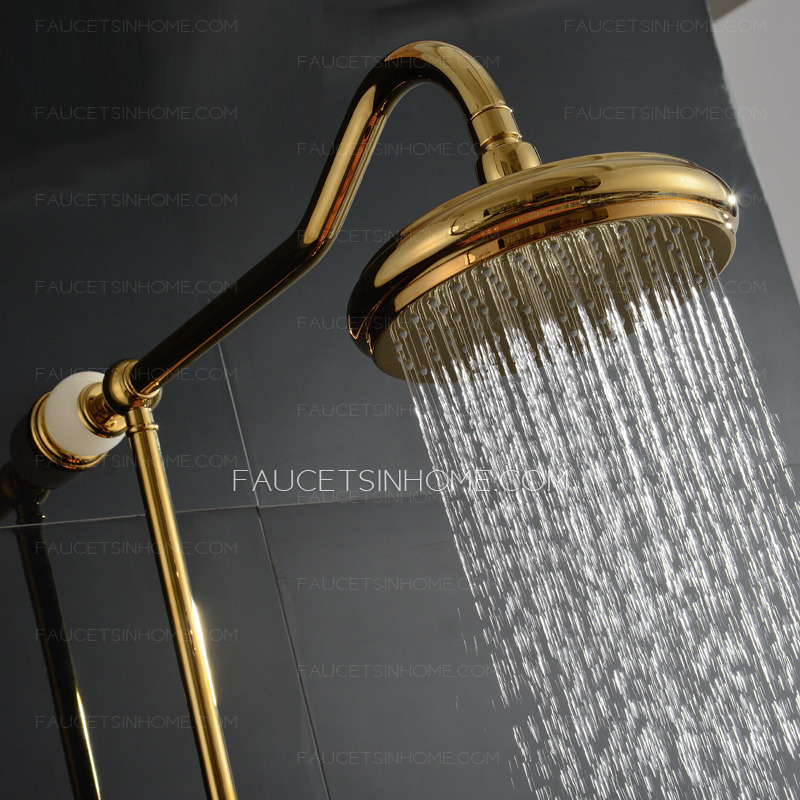 Unique Rose Gold Jade Brass Outside Bathroom Shower Faucets