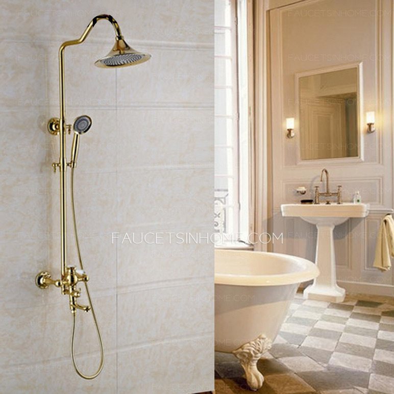 Classical Brass Exposed Bathroom Shower Faucets Hand Shower In