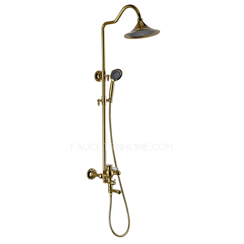 Classical Brass Exposed Bathroom Shower Faucets Hand Shower In