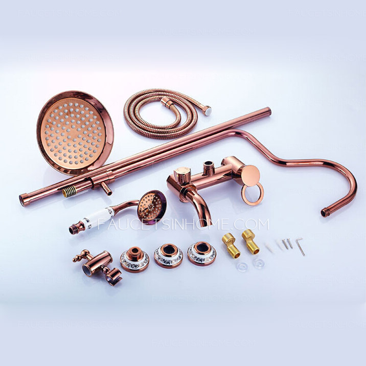 Retro Rose Gold Ceramic Outside Top And Hand Shower Faucets