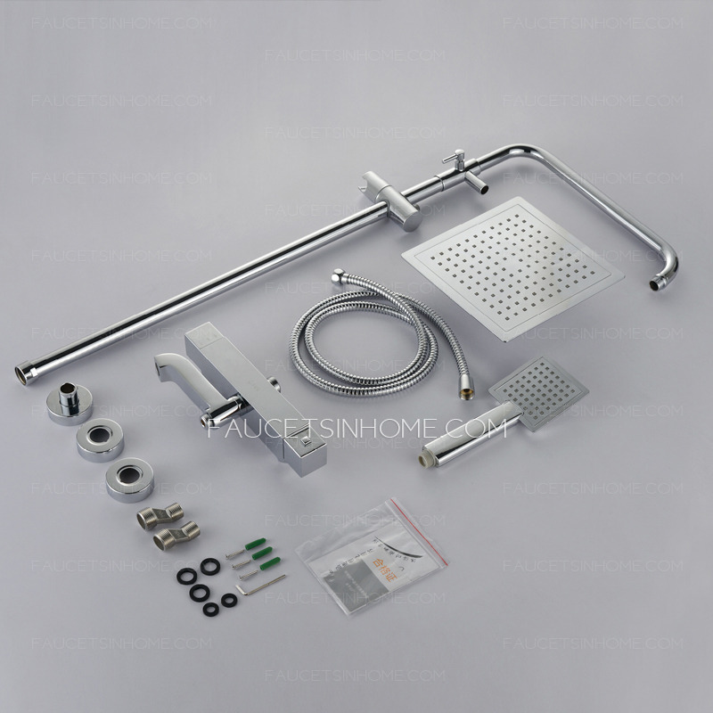 Modern Thermostatic Square Top And Hand Shower Faucets