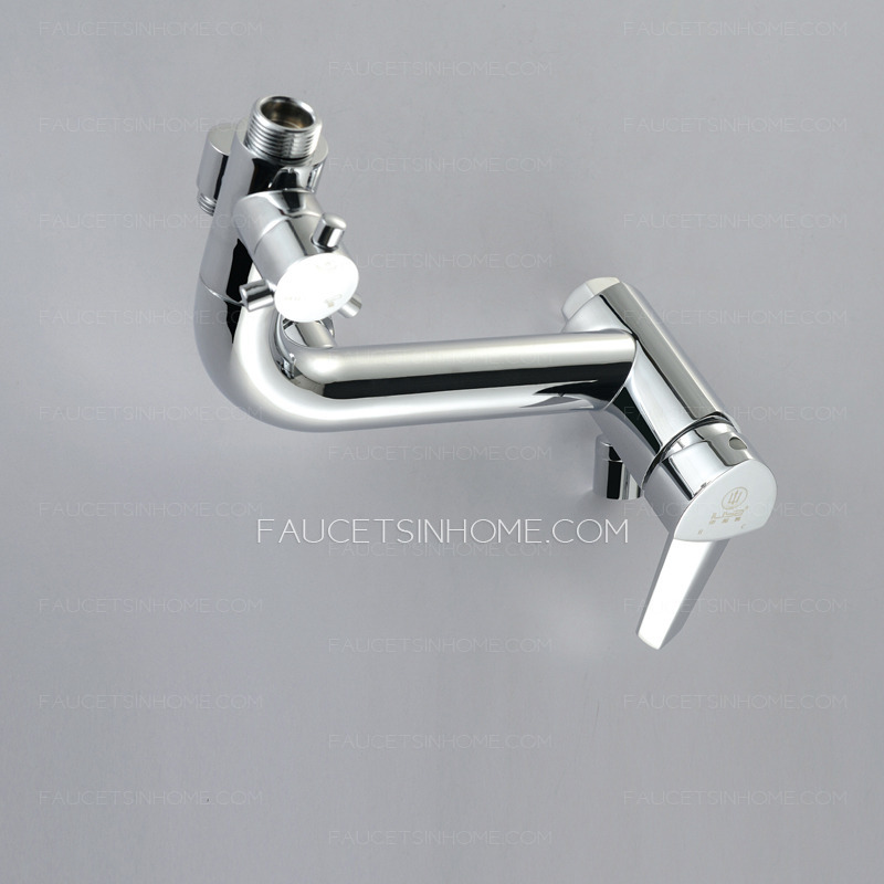 Fashion Brass Curved Bathroom Outside Shower Faucets