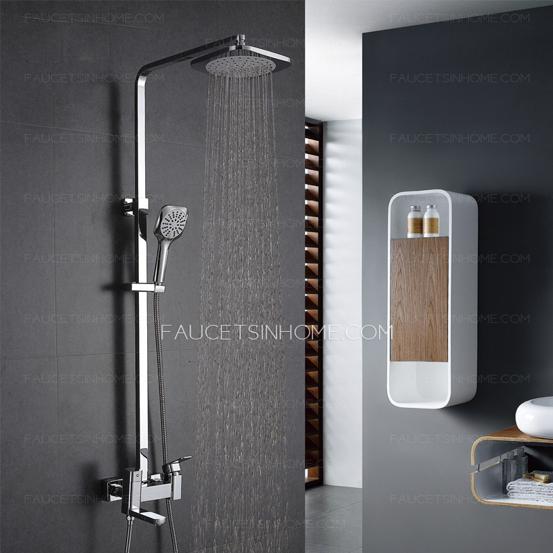 Modern Square Brass Rotate Bathroom Outdoor Shower Faucets System