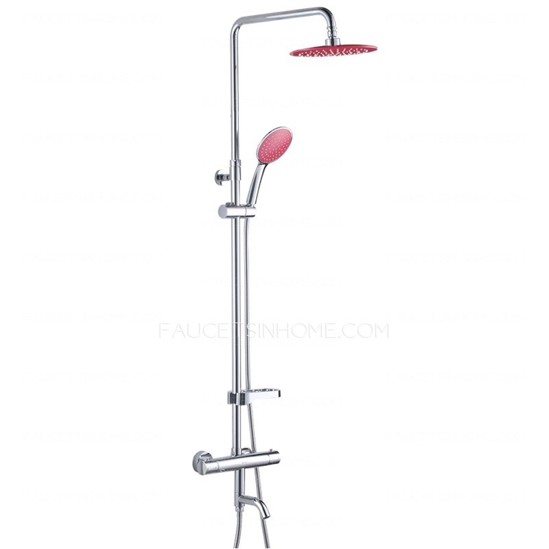 Fashion Thermostatic Pink Top Shower And Hand Shower Faucets