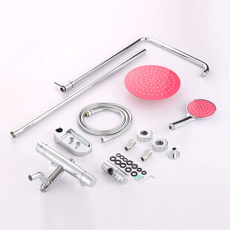 Fashion Thermostatic Pink Top Shower And Hand Shower Faucets