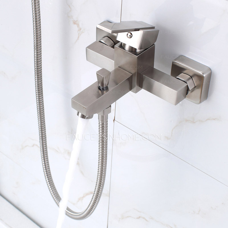 Simple Wall Mount Stainless Steel Bathroom Tub Shower Faucets