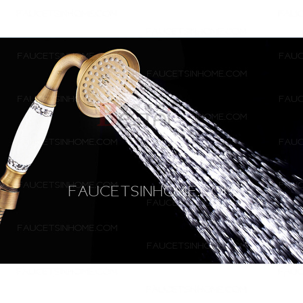 Designer Brass Four Hole Wall Mounted Tub And Shower Faucet With Soap Dish