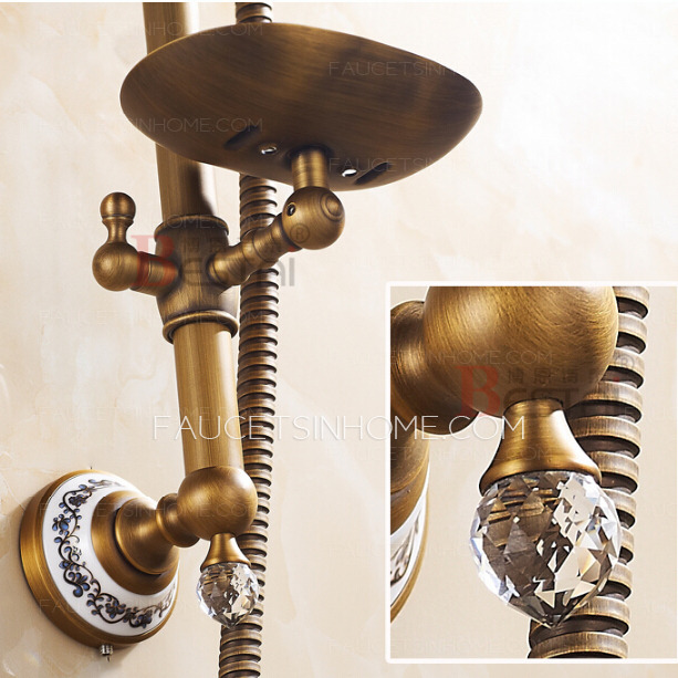 Designer Brass Four Hole Wall Mounted Tub And Shower Faucet With Soap Dish