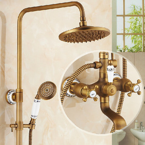 Antique Brass Ceramic Brushed Top And Hand Shower Faucets