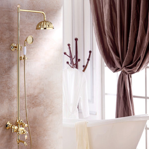 Luxury Jade Polished Brass Outdoor Shower Faucets System