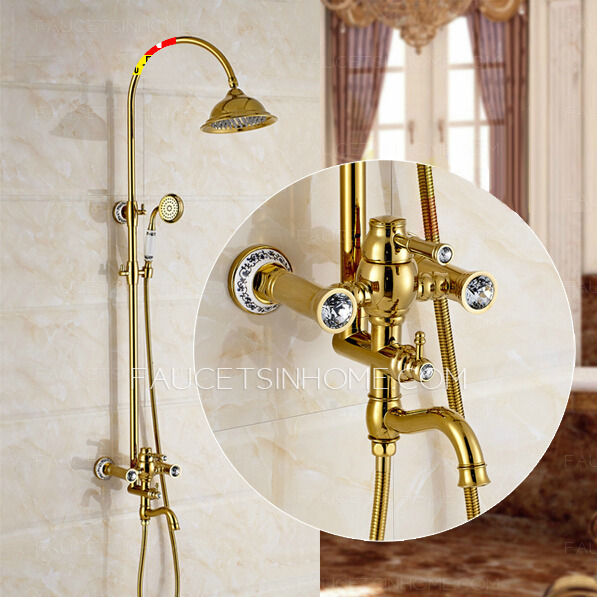 Best Golden Brass Crystal Handle High Arc Shower Faucets 