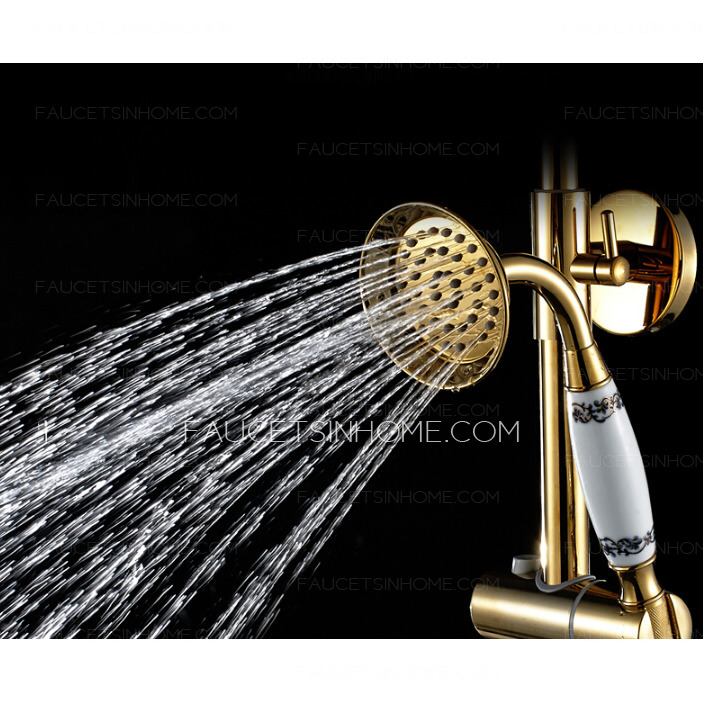 Best Golden Brass Crystal Handle High Arc Shower Faucets 