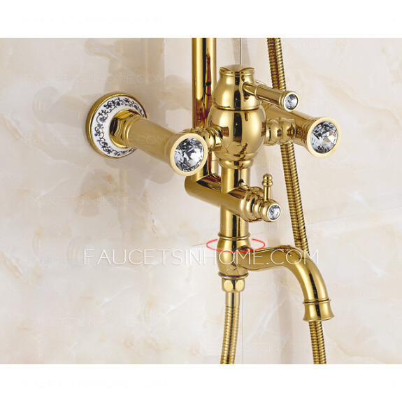 Best Golden Brass Crystal Handle High Arc Shower Faucets 