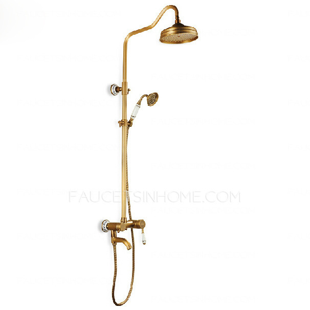 Quality Ceramic Antique Brass Brushed Exposed Shower Faucets