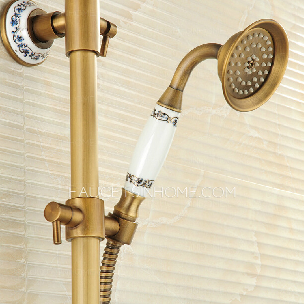 Quality Ceramic Antique Brass Brushed Exposed Shower Faucets