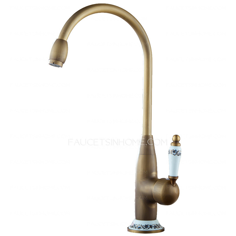 Designer High Arc Antique Brass Ceramic Kitchen Faucets