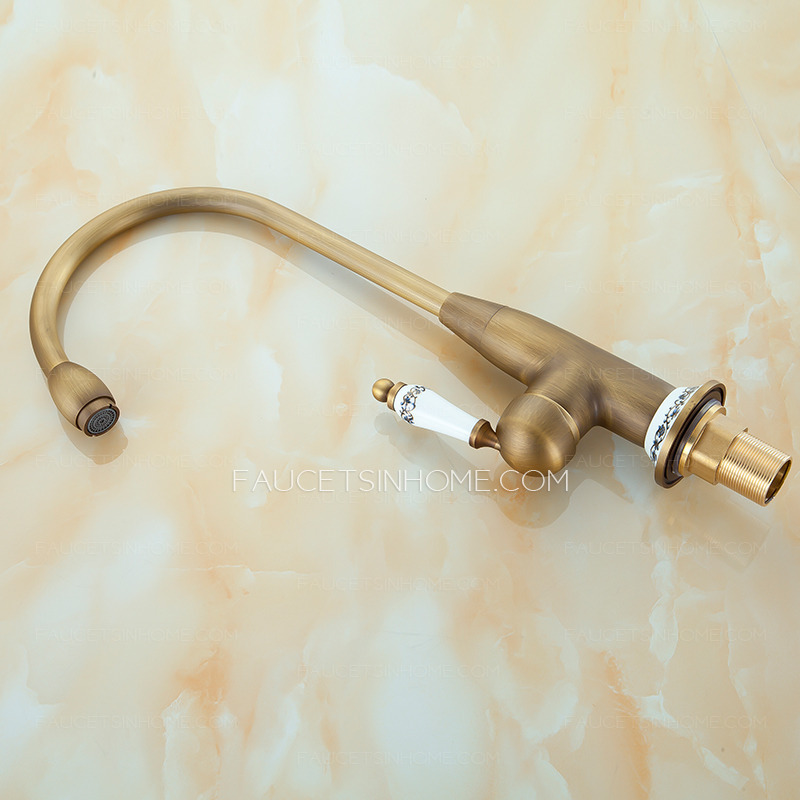 Designer High Arc Antique Brass Ceramic Kitchen Faucets