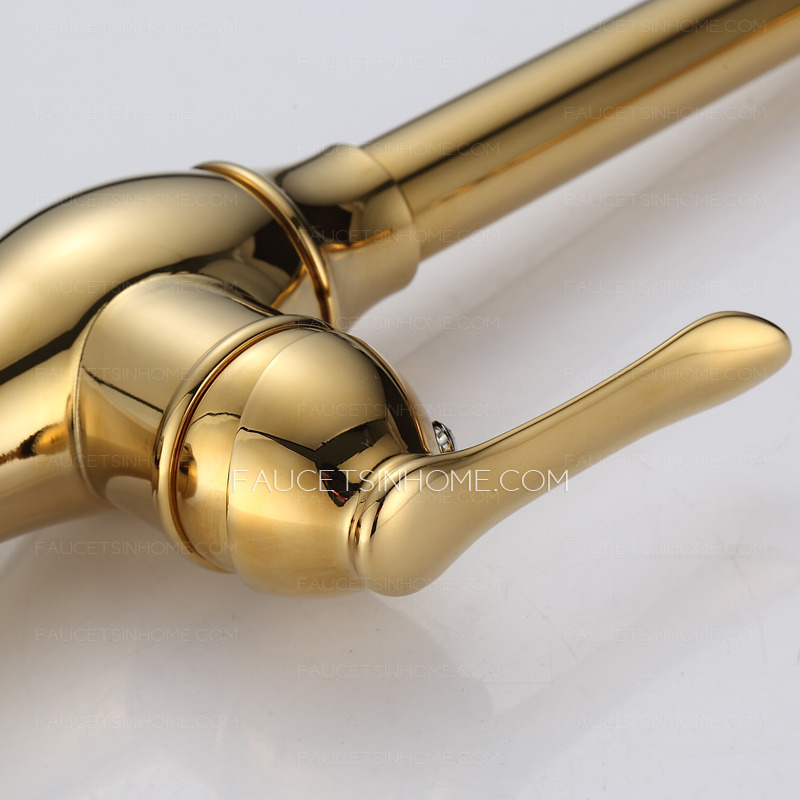 Good Golden Brass Kitchen Faucets Single Hole Single Handle