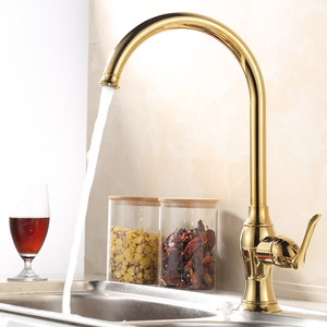 Good Golden Brass Kitchen Faucets Single Hole Single Handle