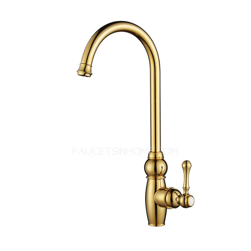 Luxury Golden High Arc Rotate Brass Kitchen Sink Faucets