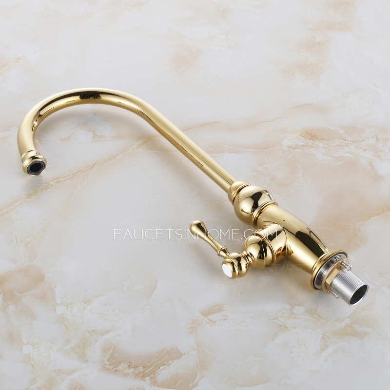 Luxury Golden High Arc Rotate Brass Kitchen Sink Faucets