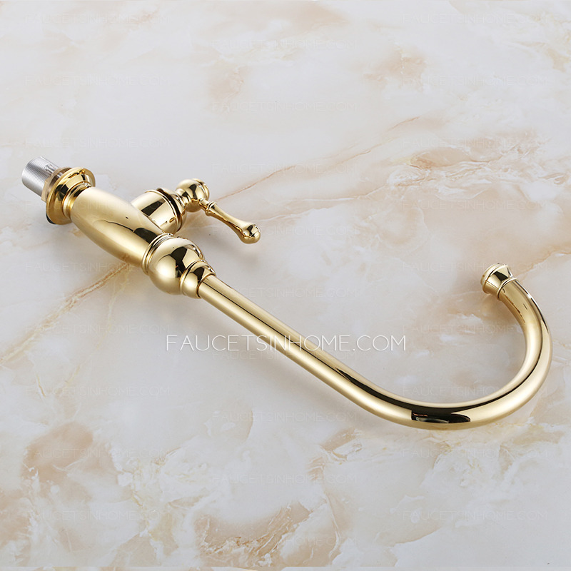 Luxury Golden High Arc Rotate Brass Kitchen Sink Faucets