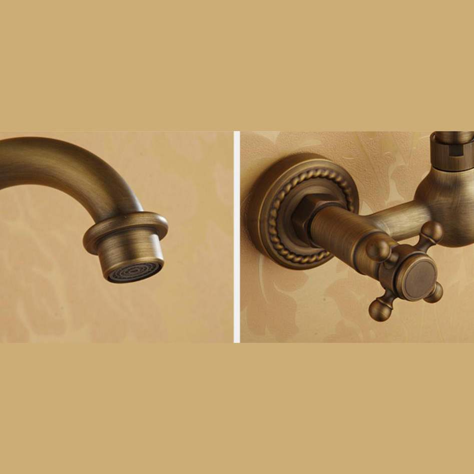 Affordable Antique Brass Two Hole Wall Mount Kitchen Faucets