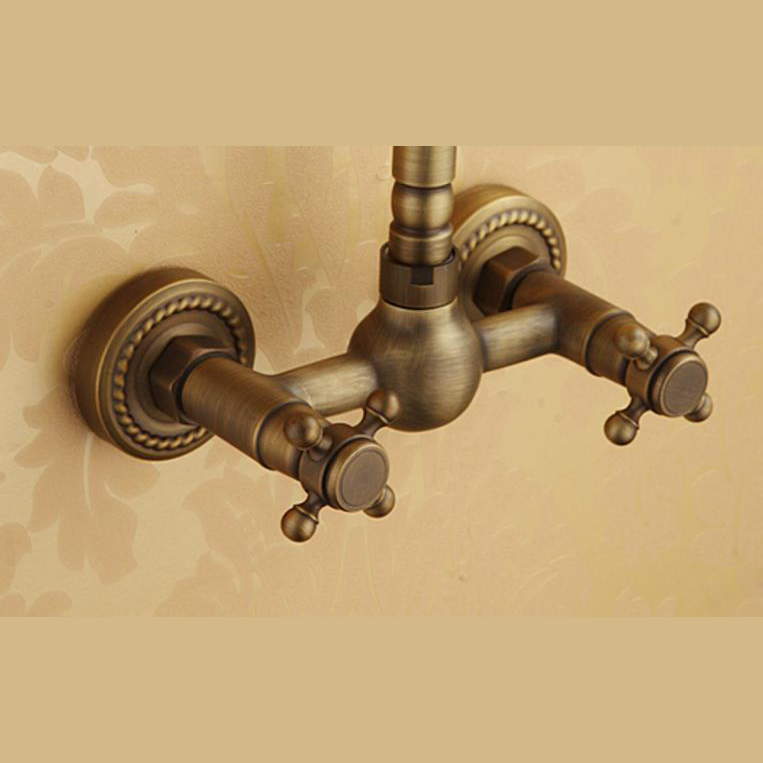 Affordable Antique Brass Two Hole Wall Mount Kitchen Faucets