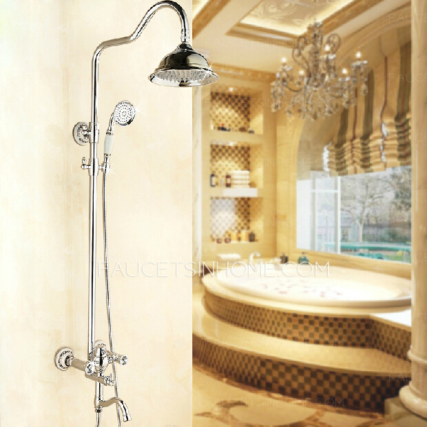 Advanced Silver Brass Crystal Handle Bathroom Shower Faucets