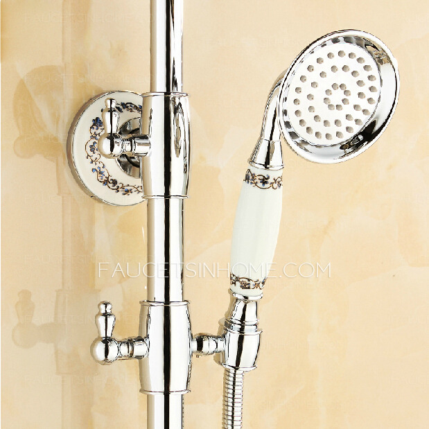 Advanced Silver Brass Crystal Handle Bathroom Shower Faucets