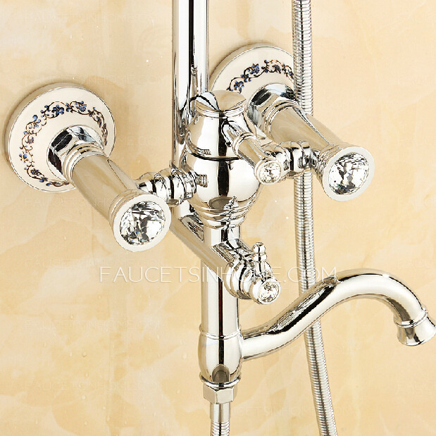 Advanced Silver Brass Crystal Handle Bathroom Shower Faucets