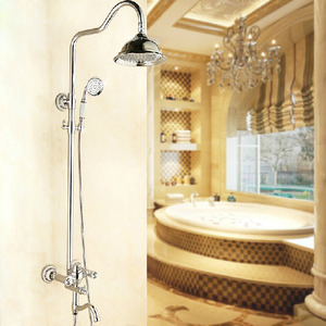 Advanced Silver Brass Crystal Handle Bathroom Shower Faucets