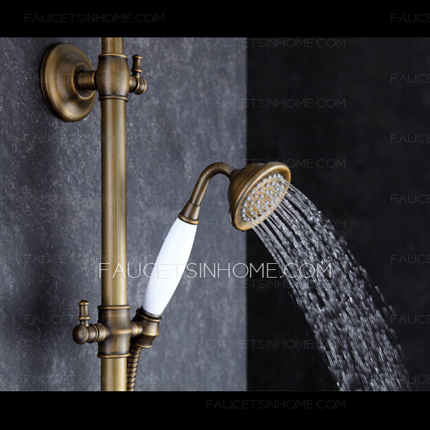 Retro Antique Bronze High Bathroom Exposed Shower Faucets System