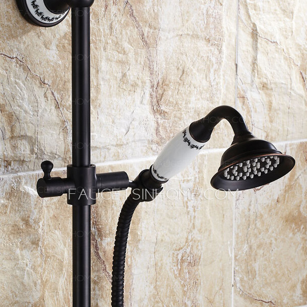 Vintage Oil Rubbed Bronze Exposed Hand Shower Faucets With Soap Dish