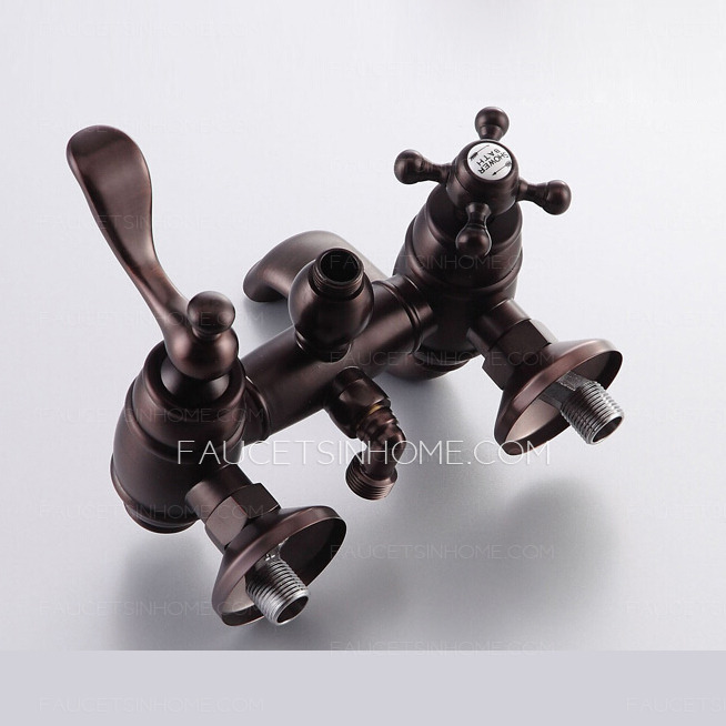 Luxury Cross Handle Oil Rubbed Bronze Outdoor Shower Faucets