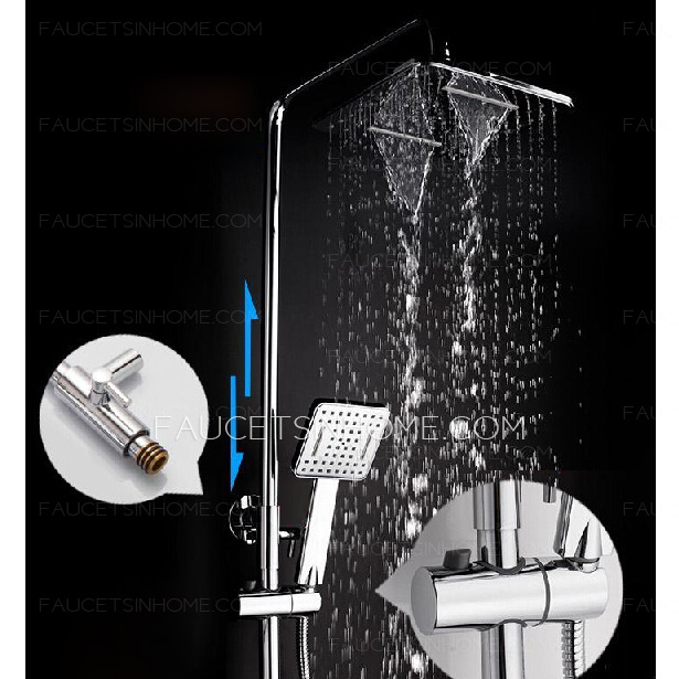 Quality Brass Square Shaped Shower Faucets With Wood Shelf