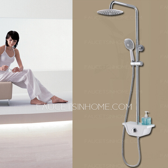 On Sale Brass Bathroom Top And Shower Faucet With Shelf