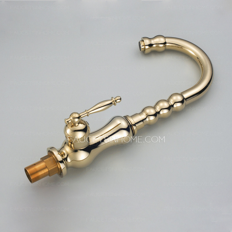 Luxury Polished Brass Golden Kitchen Faucets 360 Degree Rotate