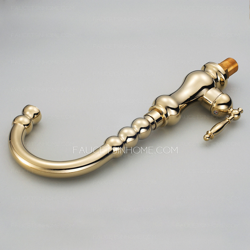 Luxury Polished Brass Golden Kitchen Faucets 360 Degree Rotate