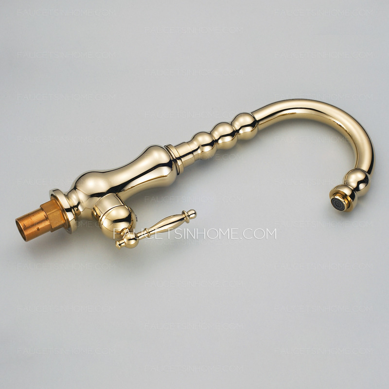 Luxury Polished Brass Golden Kitchen Faucets 360 Degree Rotate