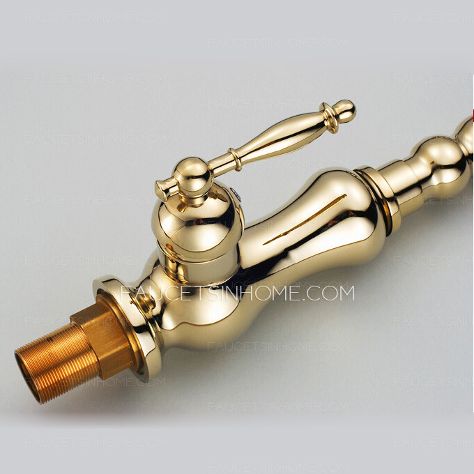 Luxury Polished Brass Golden Kitchen Faucets 360 Degree Rotate