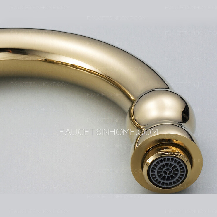 Luxury Polished Brass Golden Kitchen Faucets 360 Degree Rotate