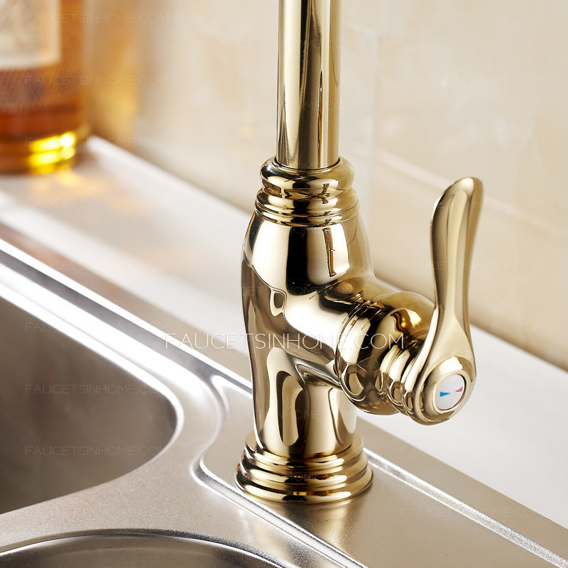 Unique High Golden Vessel Mount Brass Kitchen Faucets